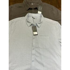 (2) VRST Refined Knit Button Shirt Charcoal / Denim Blue Men’s 2XL XXL $58 NEW